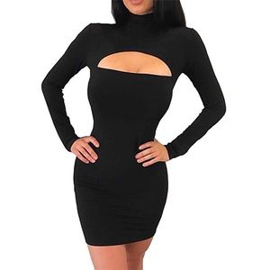 Cut out long sleeve mini club party bodycon dress